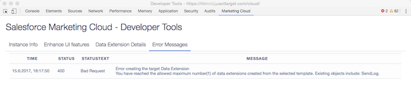 Salesforce Marketing Cloud - Chrome Devtools - Error Message Exposer